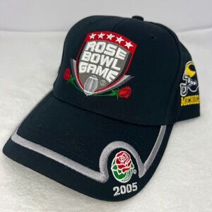 VTG 2005 Rose Bowl Game Michigan vs Texas Black Baseball Cap Hat The Granddaddy